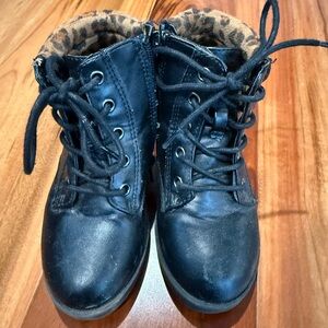 Rampage Black Kids Boots with Animal Print Lining